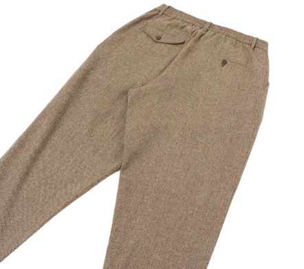 Image #1 of Pleated Track Pant Wool Herringbone Brown