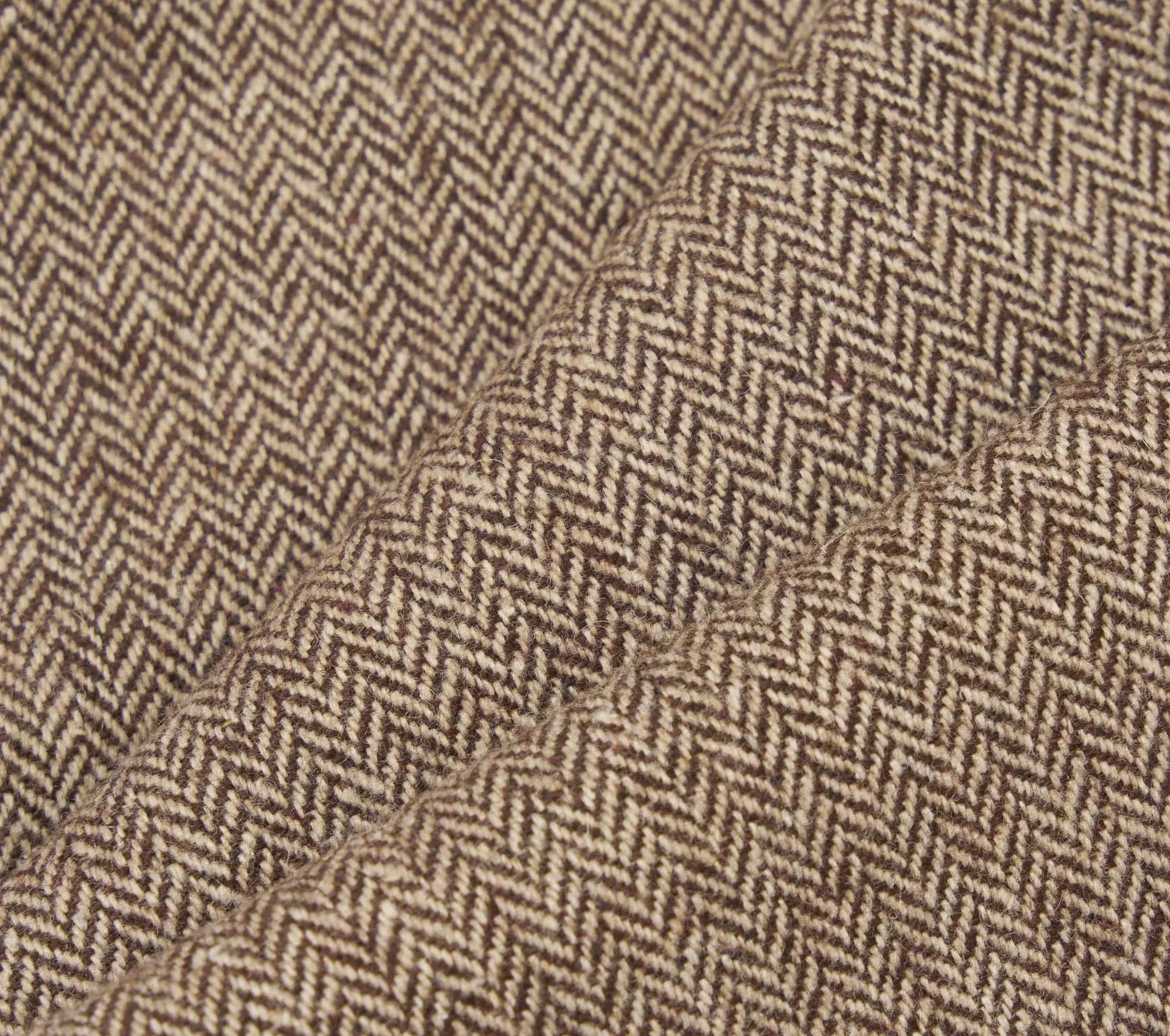 Pleated Track Pant Wool Herringbone Brown