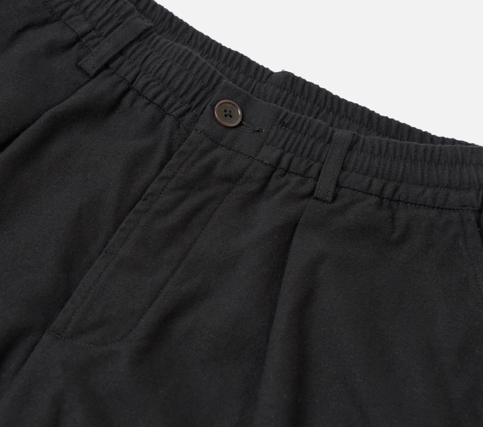 Pleated Track Pant Brushed Moleskin Black