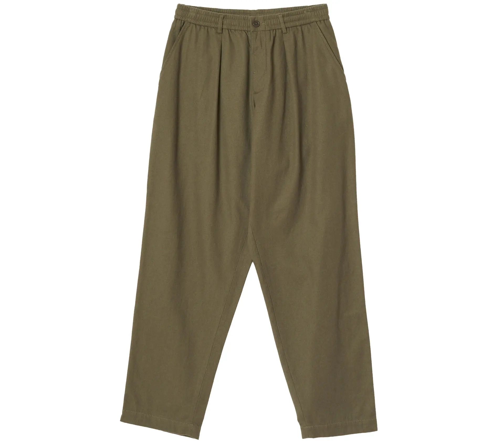 Pleated Track Pant Brushed Moleskin Olive