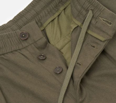 Image #1 of Pleated Track Pant Brushed Moleskin Olive