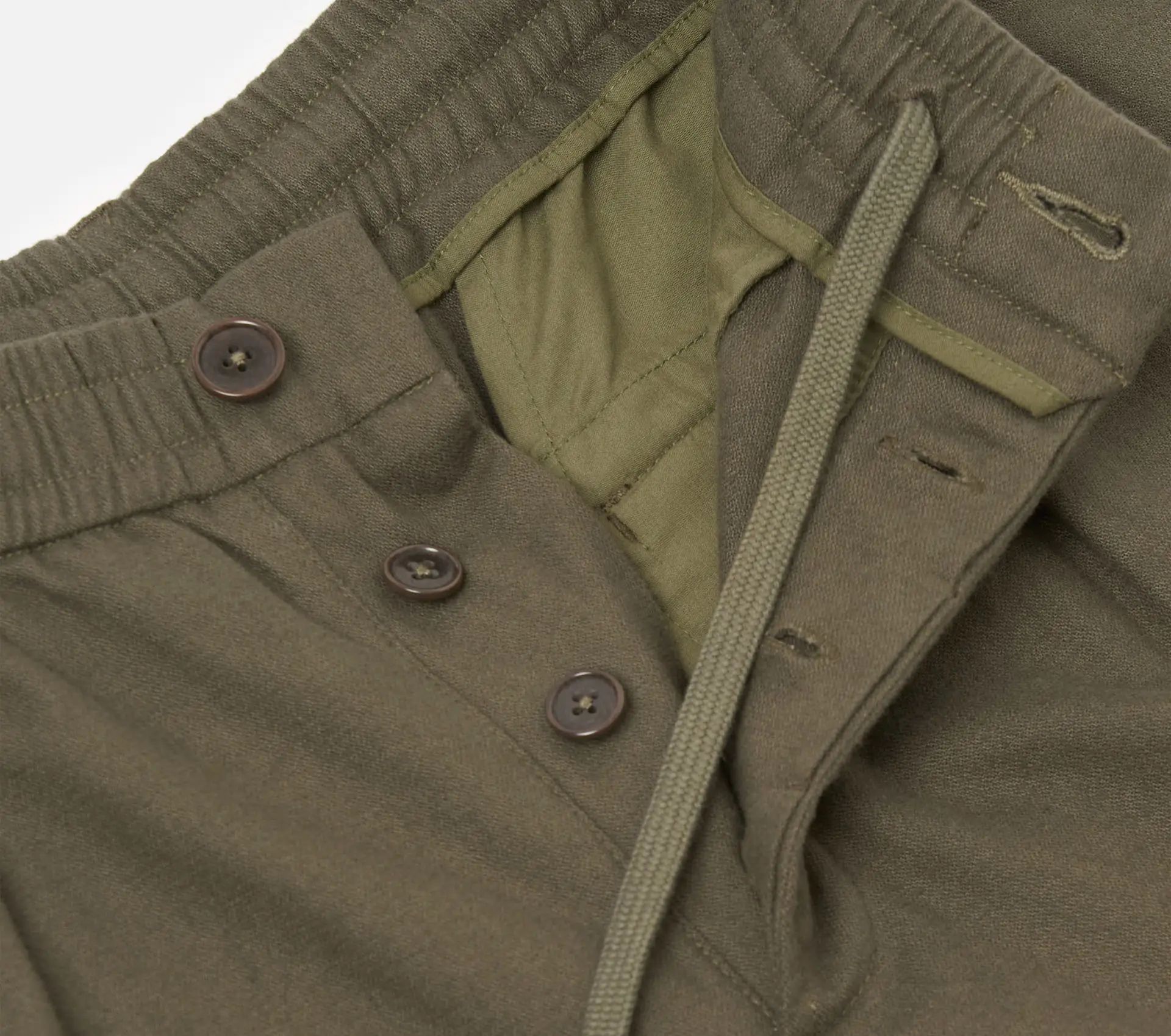 Pleated Track Pant Brushed Moleskin Olive