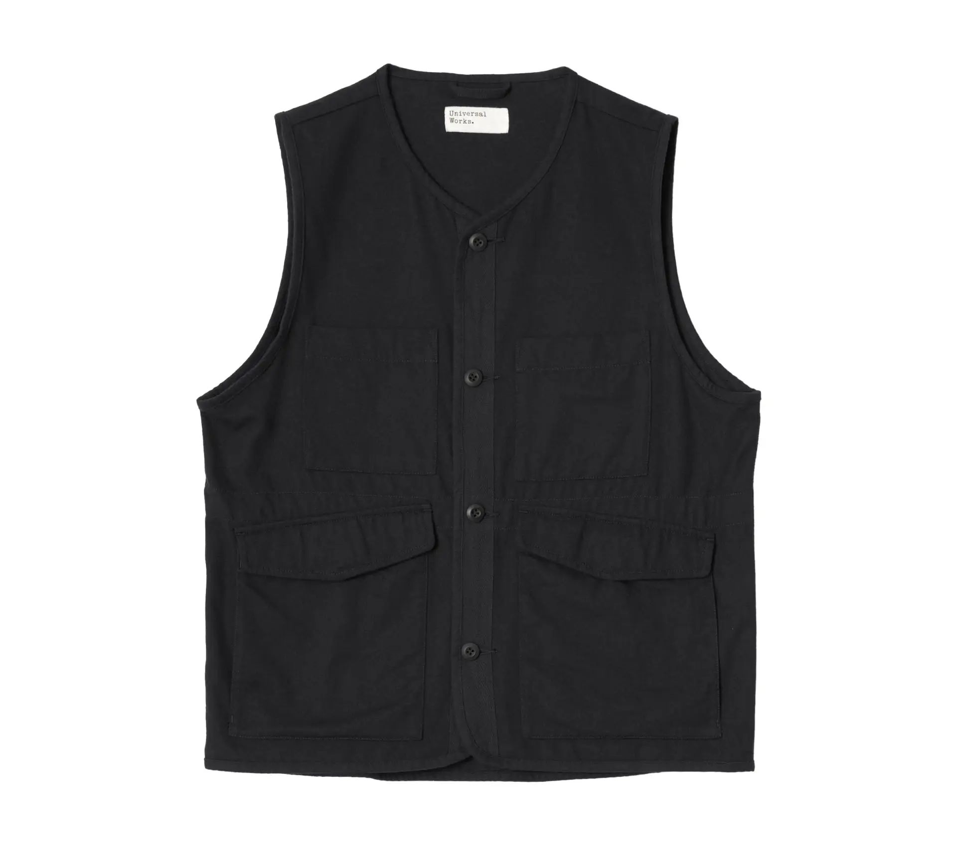 4 Pocket Gilet Brushed Moleskin Black
