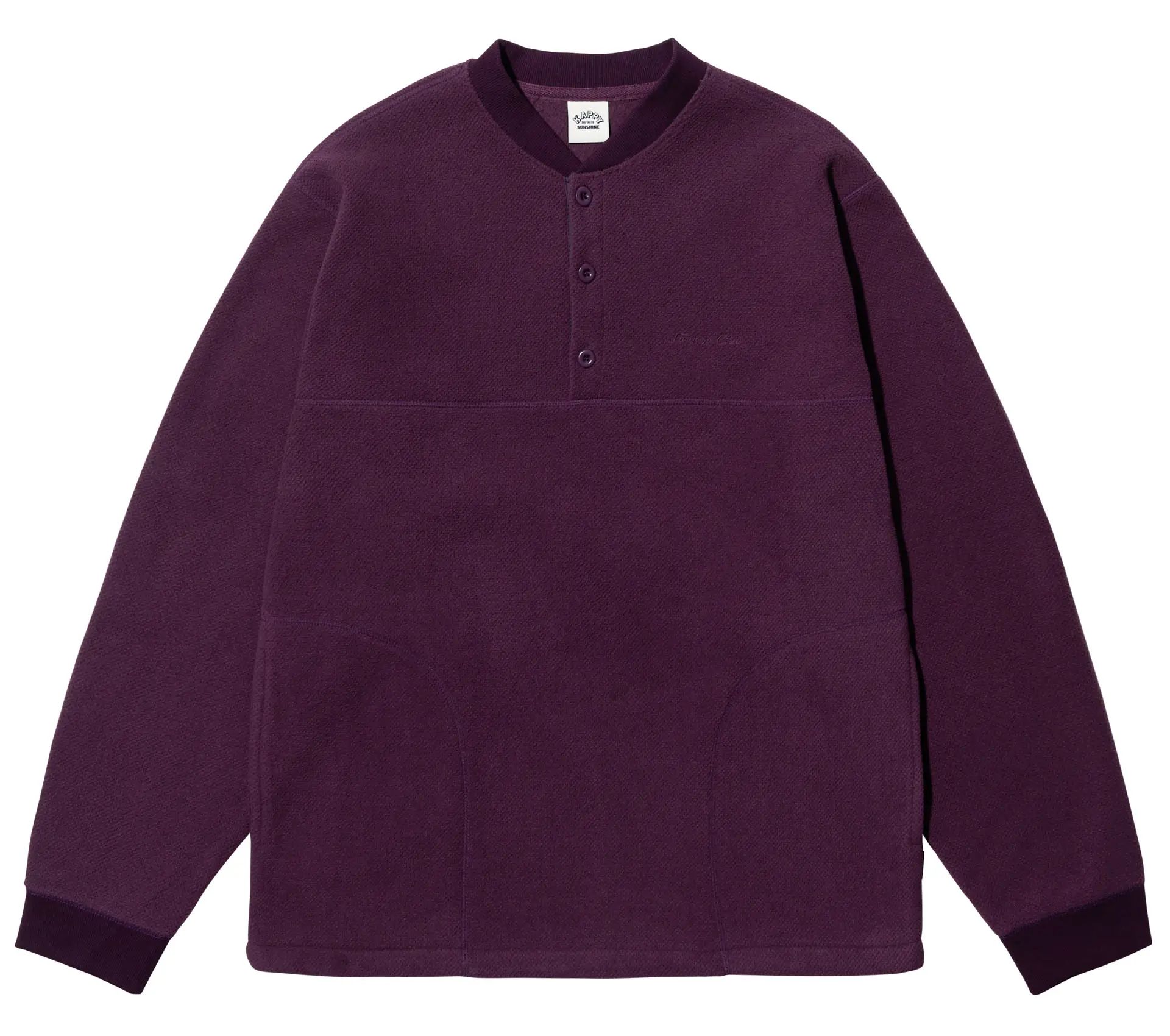 Fleece Waffle Button Anorak Purple
