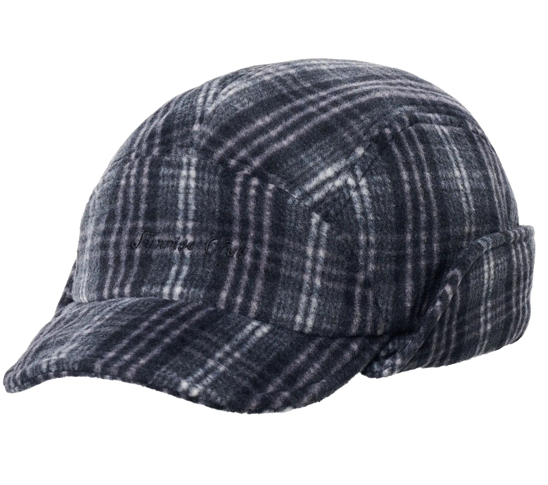 Fleece Check Trooper Hat Black