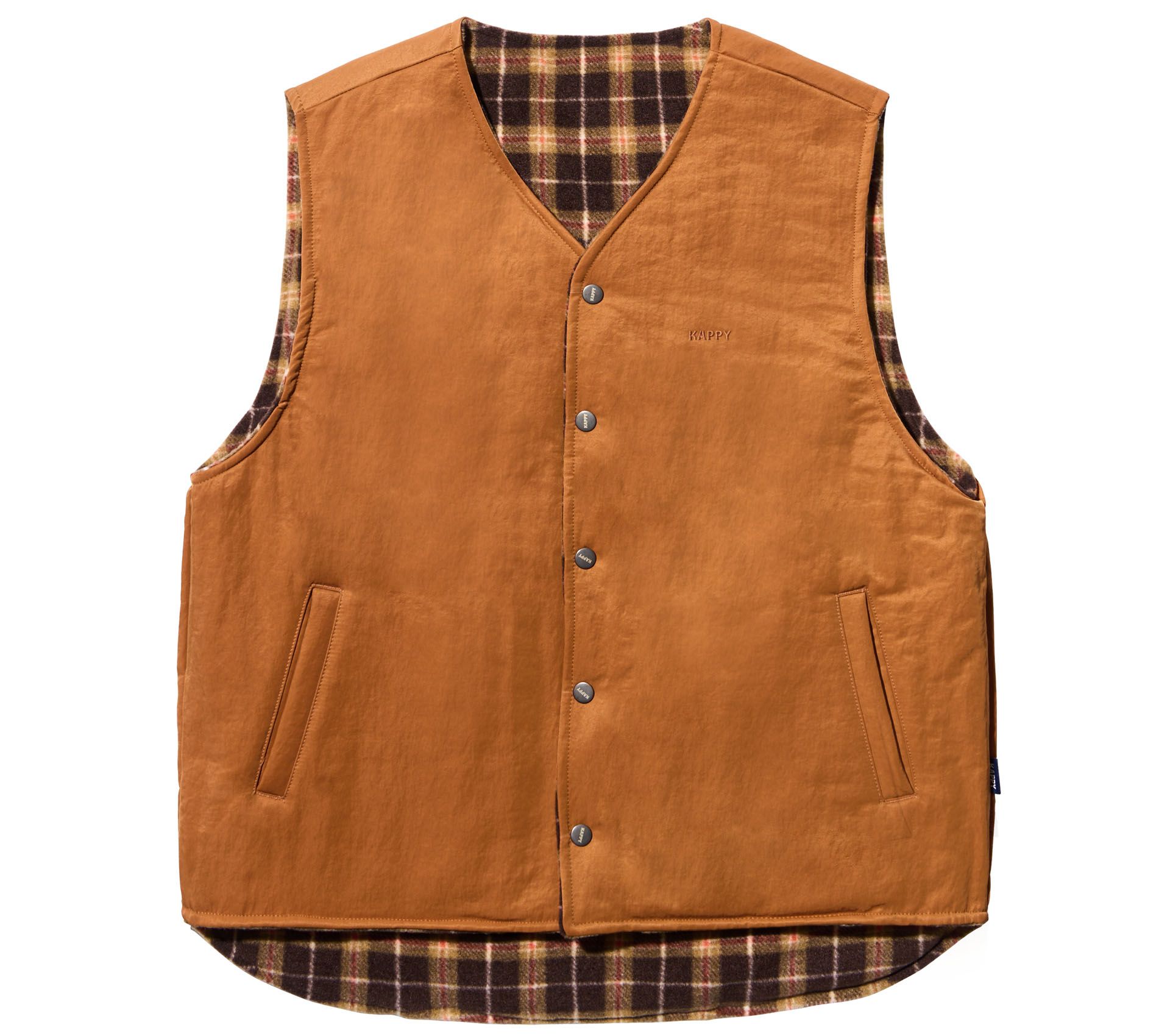 Reversible Nylon Check Vest Orange