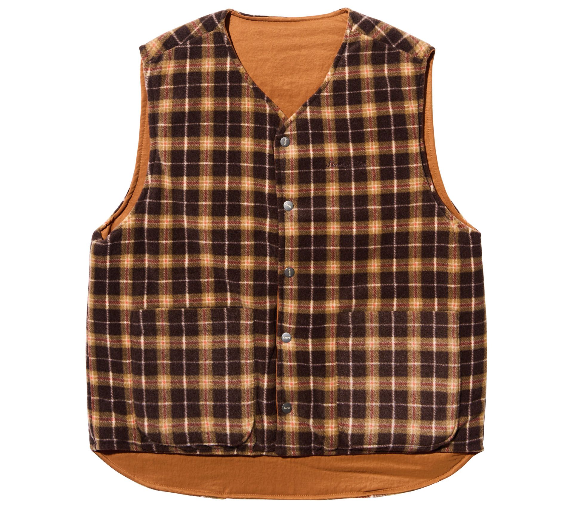 Reversible Nylon Check Vest Orange