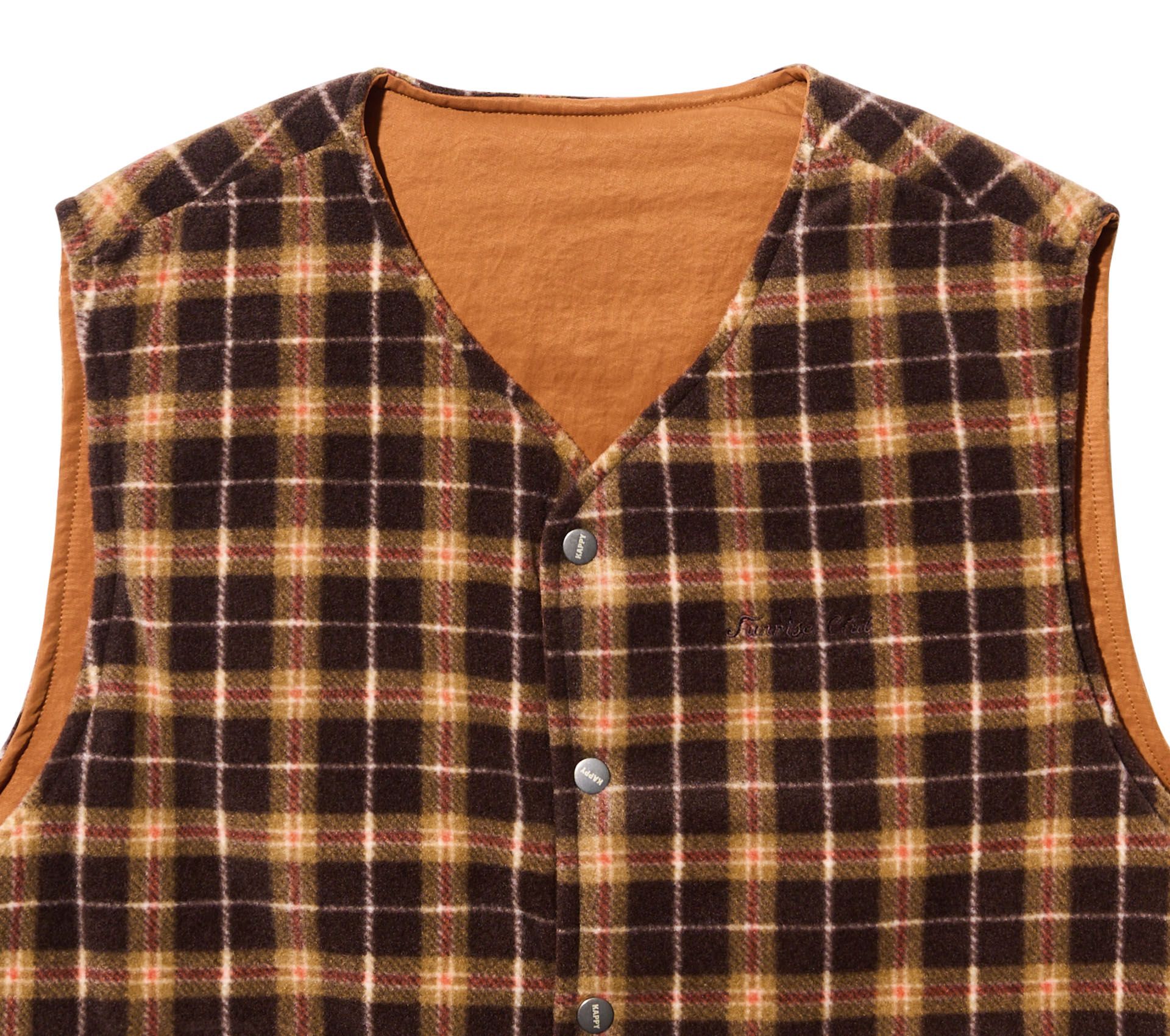 Reversible Nylon Check Vest Orange