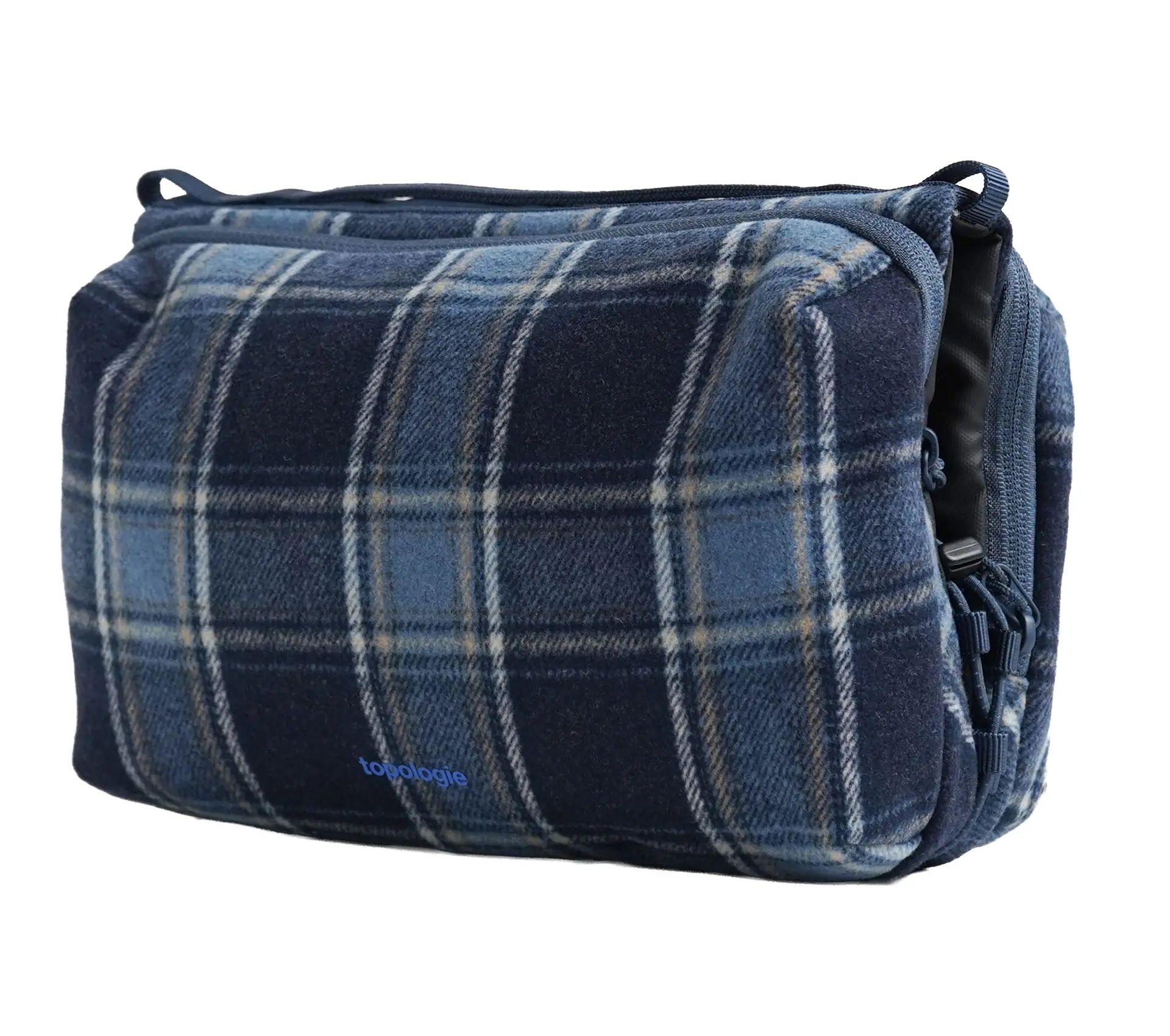 Bottle Sacoche Large Blue Check / Check Wool