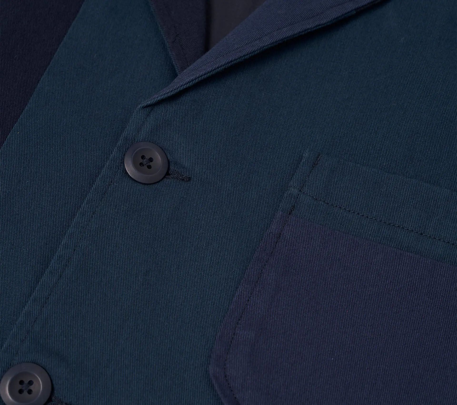 Three Button Jacket Patchwork Twill Navy