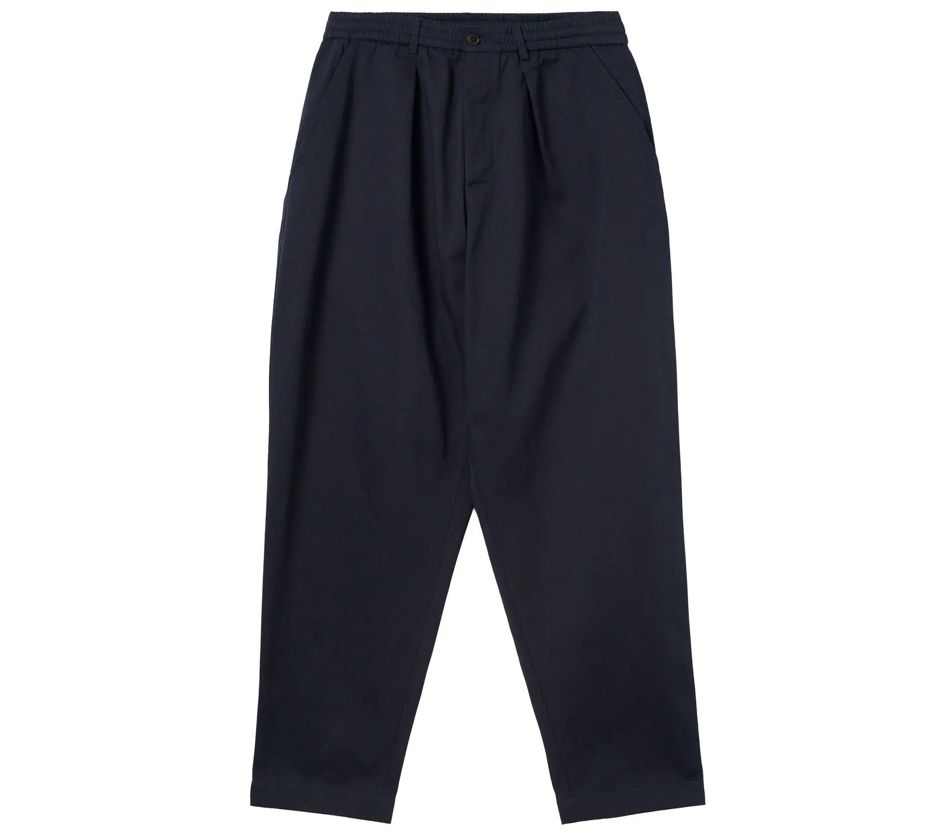 Pleated Track Pant Twill Navy
