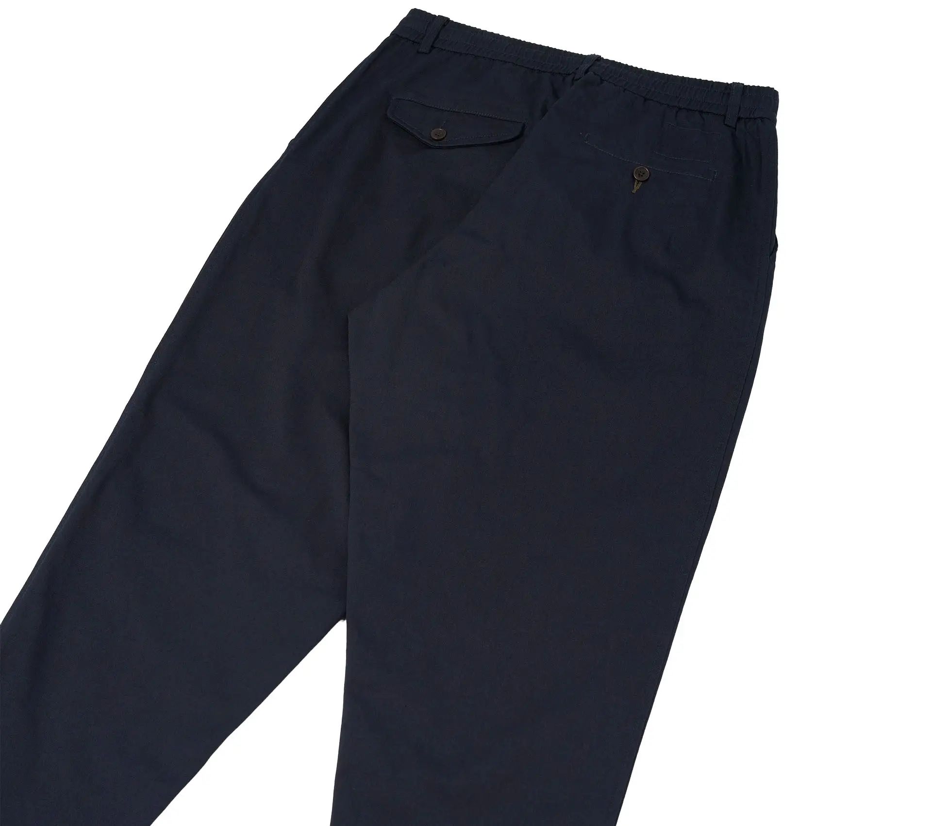 Pleated Track Pant Twill Navy