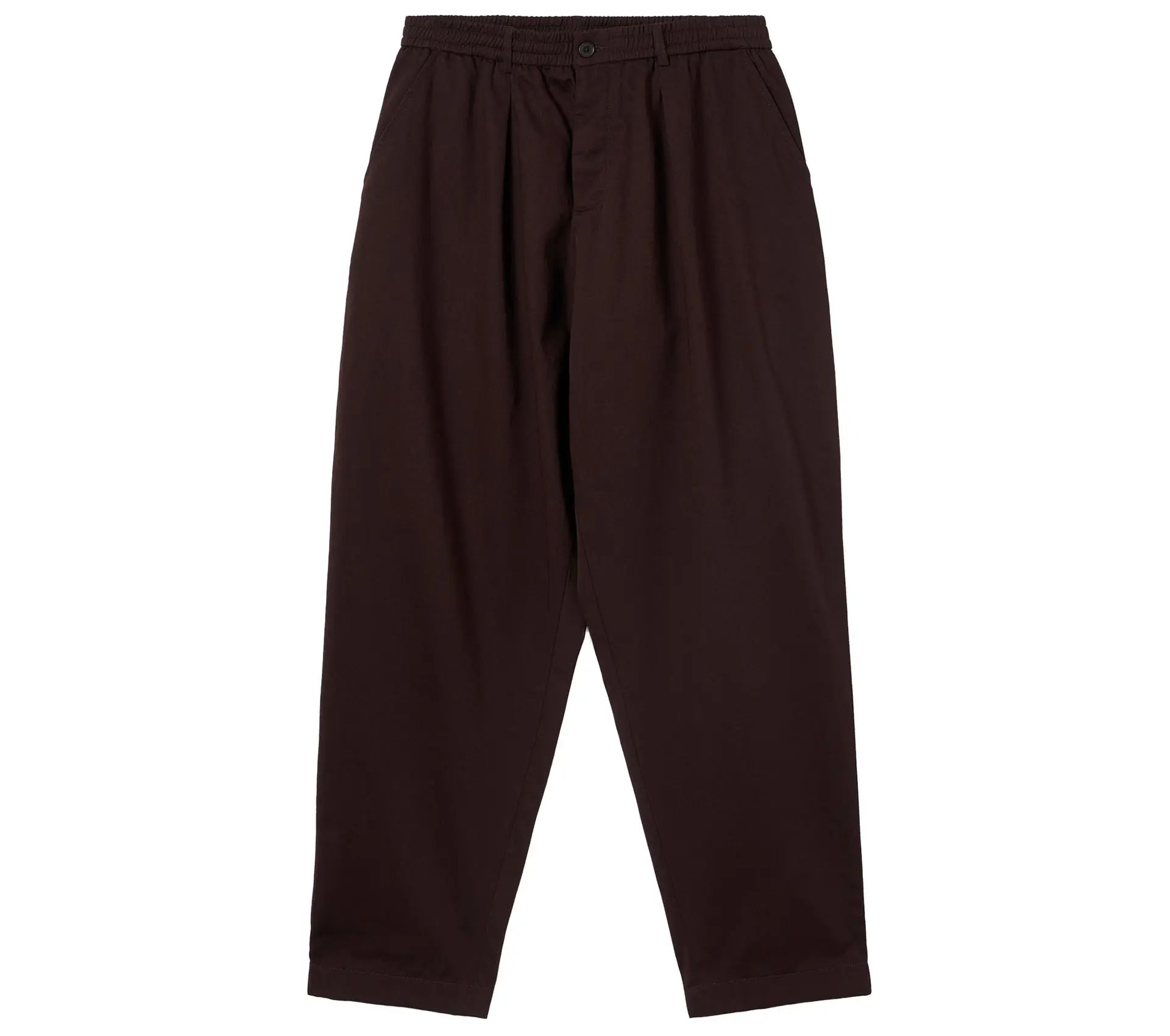 Pleated Track Pant Twill Brown